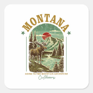 Naturlandschaft Montana - Wildnis, Berge, Fluss Quadratischer Aufkleber