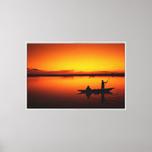Naturlandschaft Sonnenuntergang mit Boot Leinwanddruck