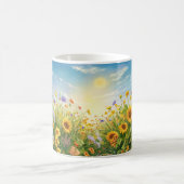 Naturlandschaft von Sonnenblumen und blauer Himmel Kaffeetasse (Mittel)