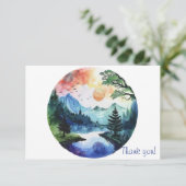 Naturlandschaft Wasserfarbe Dankeskarte (Stehend Vorderseite)