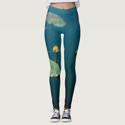Naturlandschaft Wasserlilie Blätter Pond River Leg Leggings (Vorderseite)
