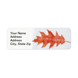 Naturleaf Print, rotes Eichenherbstblatt in Rot.