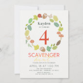 Naturlehrpfad Scavenger Aquamarin Geburtstag Einladung (Vorderseite)