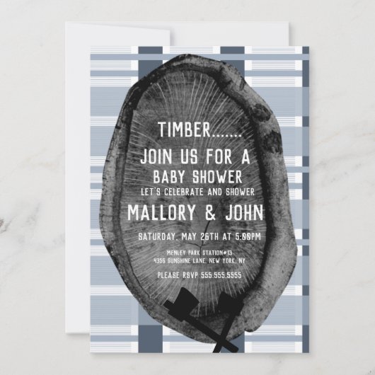 Naturlehrpfad Wälder Abenteuer Lumbarjack Blau Einladung (Vorderseite)