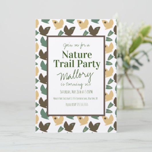 Naturlehrpfad Wälder Butterfly Geburtstag Rustikal Einladung (Stehend Vorderseite)