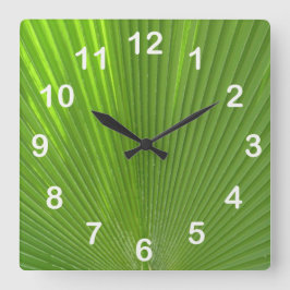 Naturlich Coole Oberflächen_Palm Frond (mit Zahlen Quadratische Wanduhr