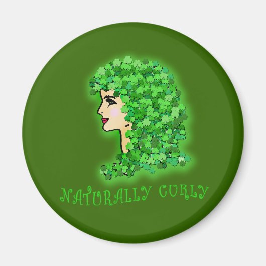 Natürlich Curly! Mit irischen Kleeblättern Magnet (Vorne)