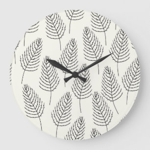 Natürlich Floral: Abstraktes Weiß Vintage Große Wanduhr