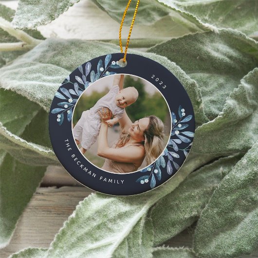 Natürlich Freude | Botanisches Personalisiertes Fo Keramik Ornament