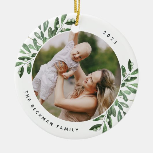 Natürlich Freude | Botanisches Personalisiertes Fo Keramik Ornament (Vorne)