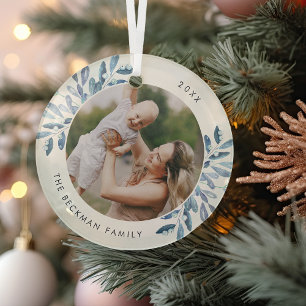 Natürlich Freude   Botanisches Personalisiertes Fo Ornament Aus Glas