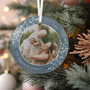 Natürlich Freude Botanisches Personalisiertes Fo Ornament Aus Glas