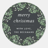 Natürlich Freude | Schwarz | Personalisierte Weihn Runder Aufkleber (Vorderseite)