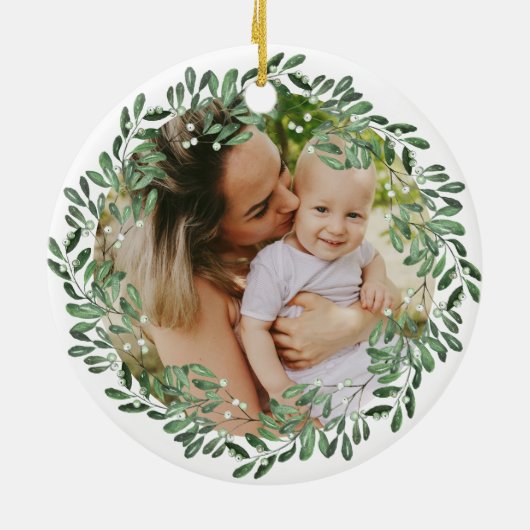 Natürlich Freude | Sehr Personalisiertes Foto Keramik Ornament (Hinten)