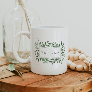 Natürlich Joyful Personalisiert Watercolor Botanic Kaffeetasse
