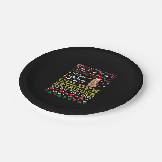 Natürlich spreche ich mit Golden Retriever Weihnac Pappteller (Schrägansicht)