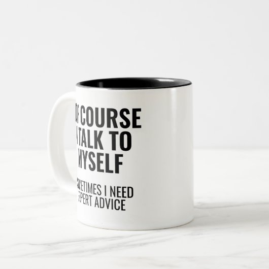 Natürlich spreche ich mit mir selbst lustig zweifarbige tasse (Vorderseite Links)