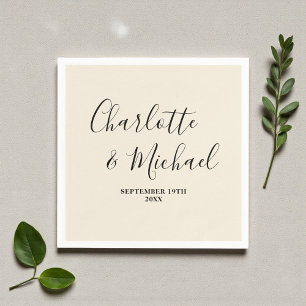 Natürlich Weiße Schrift Minimalistische Hochzeit Serviette