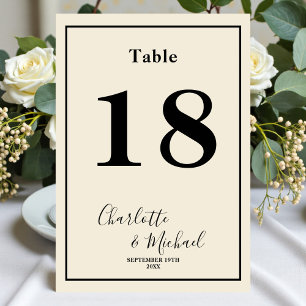 Natürlich Weiße Schrift Minimalistische Hochzeit Tischnummer