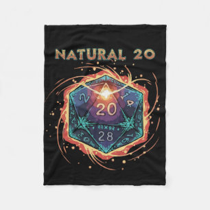 Natürliche 20 Flammende D20 Würfel   Epischer D&D  Fleecedecke