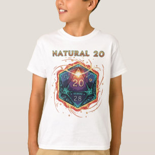 Natürliche 20 Flammende D20 Würfel   Epischer D&D  T-Shirt