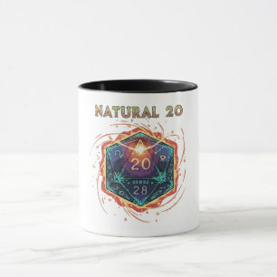 Natürliche 20 Flammende D20 Würfel   Epischer D&D  Tasse