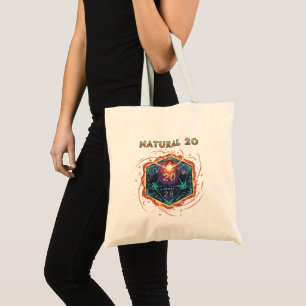 Natürliche 20 Flammende D20 Würfel Epischer D&D Tragetasche