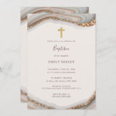 Natürliche Agate Marmor Taufe Einladung (Vorne/Hinten)