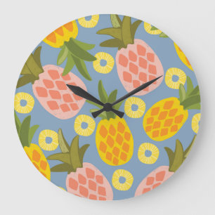 Natürliche Ananas-Abstraktion: Vintage-Schönheit. Große Wanduhr