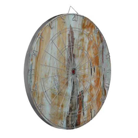 Natürliche Baumrinde bunt orange und grau Bild Dartscheibe (Vorderseite Links)