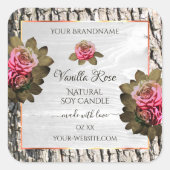 Natürliche Baumrinde-Etiketten Weißholzkörner Quadratischer Aufkleber (Vorderseite)