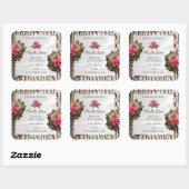 Natürliche Baumrinde-Etiketten Weißholzkörner Quadratischer Aufkleber (Blatt)