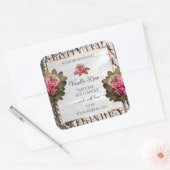 Natürliche Baumrinde-Etiketten Weißholzkörner Quadratischer Aufkleber (Umschlag)