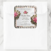 Natürliche Baumrinde-Etiketten Weißholzkörner Quadratischer Aufkleber (Tasche)