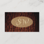 Natürliche Baumrinde Grain Oval Gold Border Monogr Visitenkarte (Vorderseite)