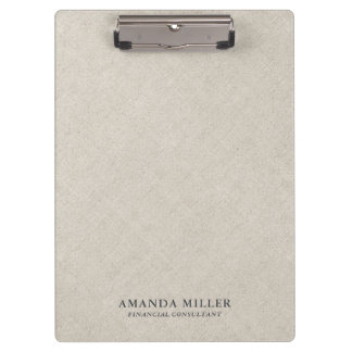 Natürliche Beige Leinen Textur mit grauer Typograf Klemmbrett
