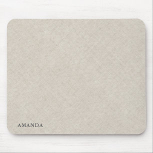 Natürliche Beige Leinen Textur mit grauer Typograf Mousepad