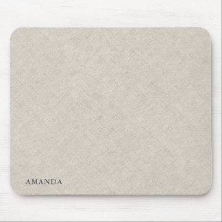 Natürliche Beige Leinen Textur mit grauer Typograf Mousepad
