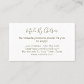 Natürliche, Bio, handgefertigte Seifenspinner Visitenkarte (Rückseite)