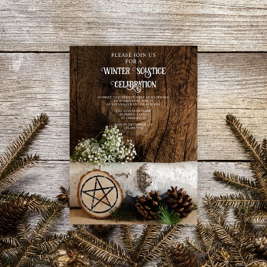 Natürliche Birkenbaumholz Pine Cones Winter Solsti Einladung