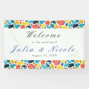Natürliche Blaue Gelbe Aquarell-Sonnenblumen-Hochz Banner