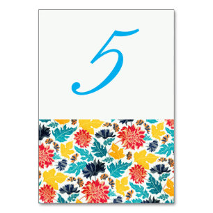 Natürliche Blaue Gelbe Aquarell-Sonnenblumen-Hochz Tischnummer
