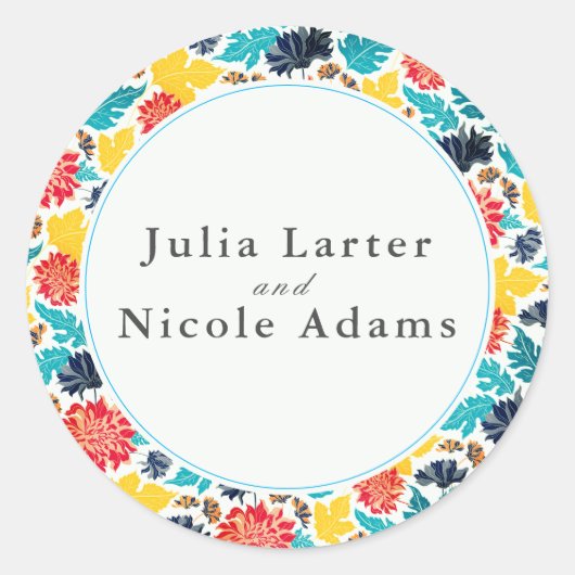 Natürliche Blaue Gelbe Wasserfarbe Sonnenblumen Ho Runder Aufkleber (Vorderseite)