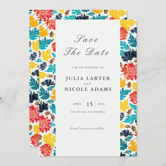 Natürliche Blaue Gelbe Wasserfarbe Sonnenblumen Ho Save The Date (Vorne/Hinten)