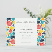 Natürliche Blaue Gelbe Wasserfarbe Sonnenblumen Ho Save The Date (Stehend Vorderseite)