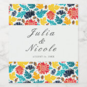 Natürliche Blaue Gelbe Wasserfarbe Sonnenblumen Ho Weinetikett (Einzelnes Label)