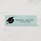 Natürliche blaue Leinen Grad Cap Abschluss Beilage Mini Visitenkarte (Vorderseite)