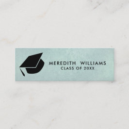 Natürliche blaue Leinen Grad Cap Abschluss Beilage Mini Visitenkarte