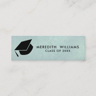 Natürliche blaue Leinen Grad Cap Abschluss Beilage Mini Visitenkarte