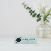 Natürliche blaue Leinen Grad Cap Abschluss Beilage Mini Visitenkarte (Stehend Vorderseite)